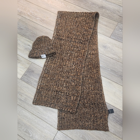 mens wearhouse Other - Mens Wearhouse Brown Wool Blend Beanie And Scarf Set One Size